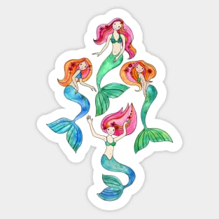 Merry Mermaids in Watercolor Sticker